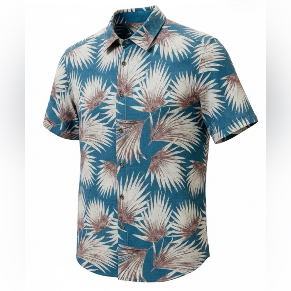 Ted Baker London Men’s Hawaiian Tropical Palm Leaf Print Button Front Shirt 4